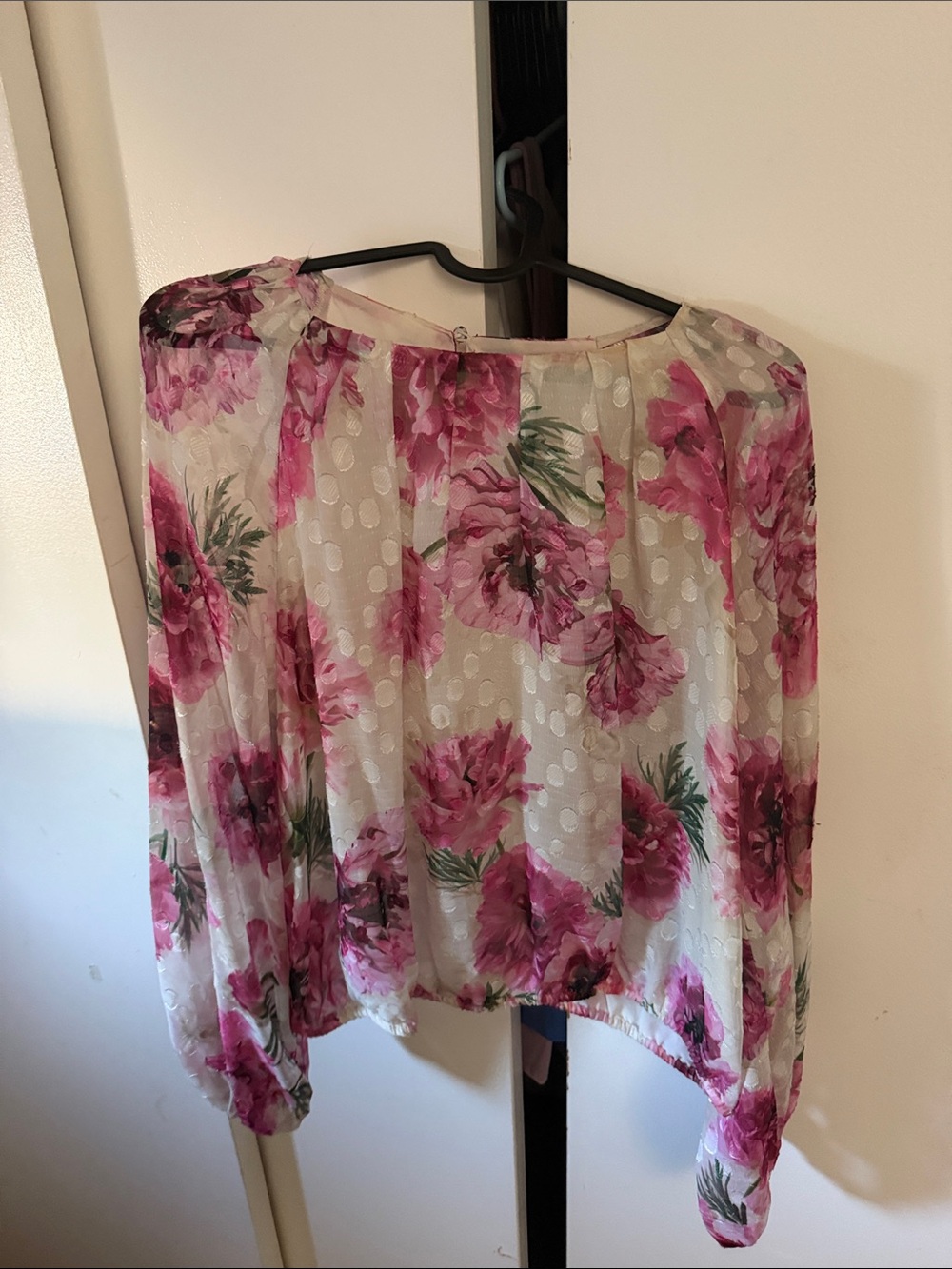 Express Cream Blouse with Pink Floral Print